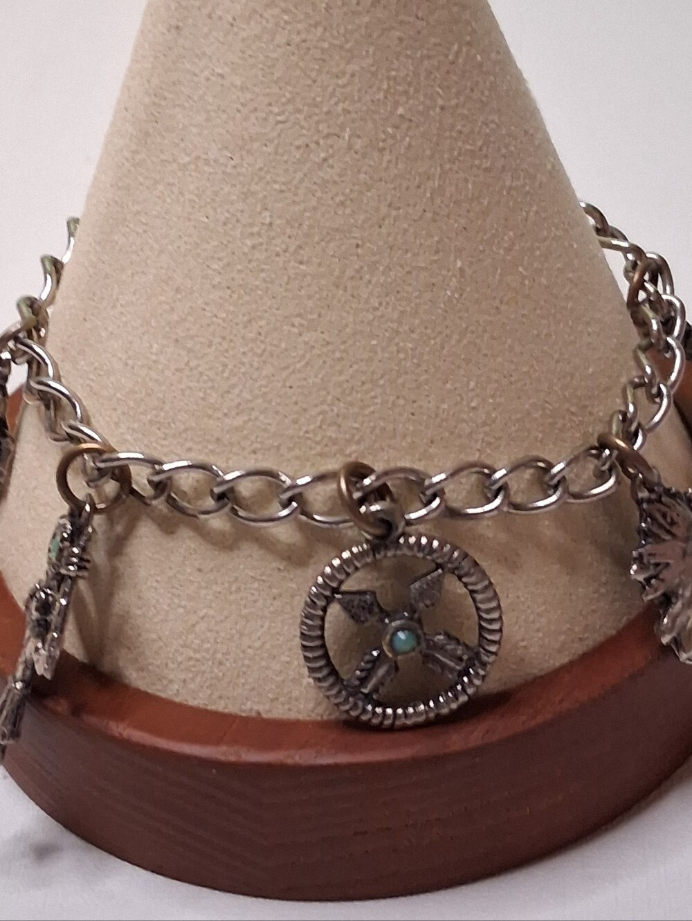 Vintage Silver Tone Southwest Native American Kachina Figural Charm Bracelet